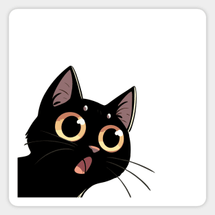 Surprised Black Cat Magnet